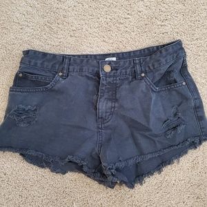 Black denim shorts
